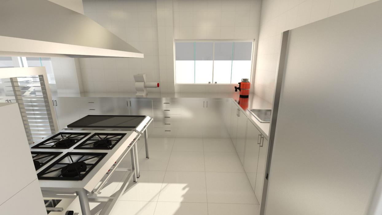 Projeto de cozinha profssional com 42,0m² para lanchonete.